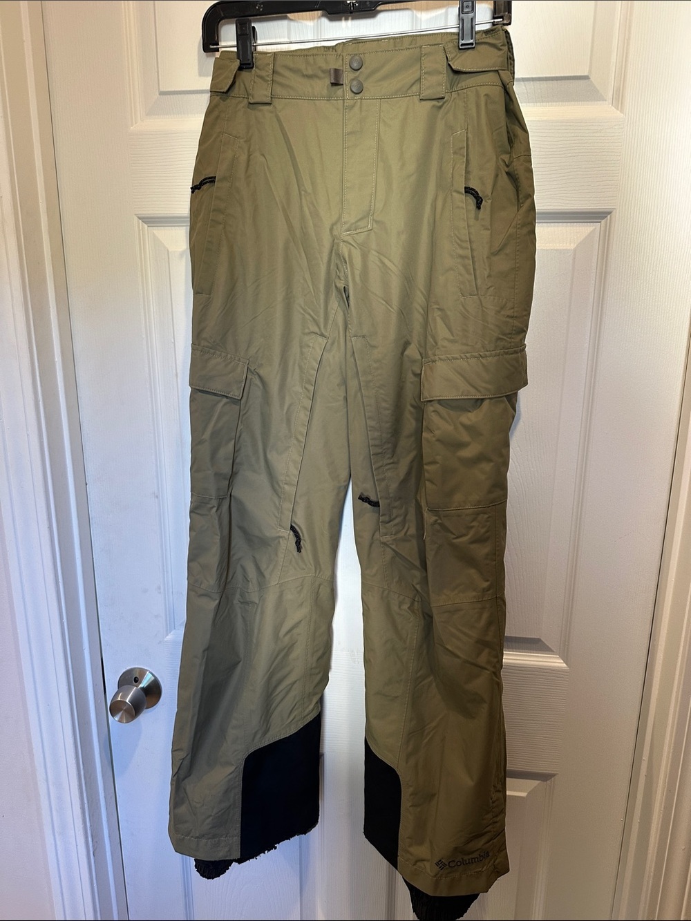 Columbia Olive Green Cargo Ski Pants with Black Reinforced Hem
